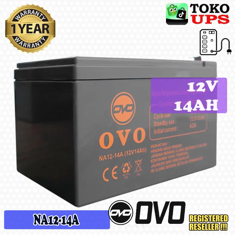 Baterai OVO 12V 14AH Aki Kering 12V 12AH Garansi 1 Tahun