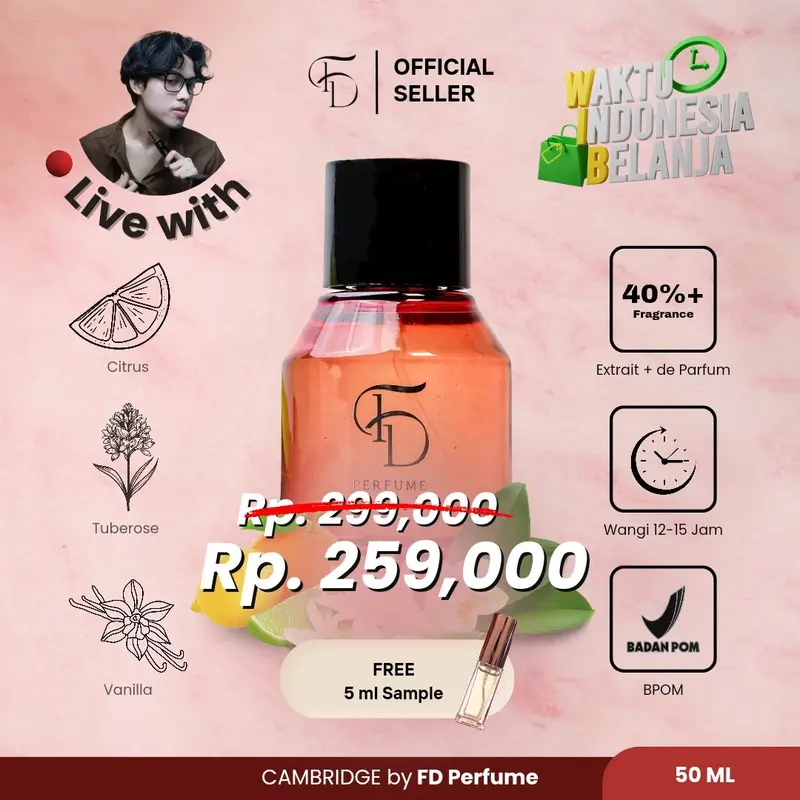 Parfum FD Perfume Cambridge 50 ml [FREE sample ml] Flower, Fruity-fresh  Elegance Aroma Default