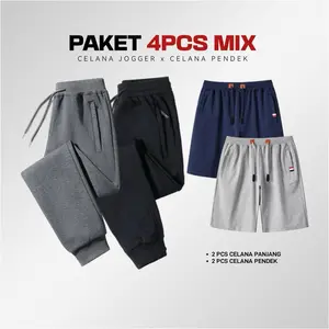 (4 PCS MIX) Celana Joger Panjang + Celana Pendek Babyterry Keren Santai Berkualitas