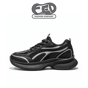 FED Sepatu Sporty Running Sneakers Sport Shadow Strike 39-44 Hitam dan Putih Outdoor Olahraga