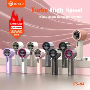 MIXIO GS-08 High-speed Portable Handheld Fan 4400MAH kipas angin Digital Display Turbo kipas tangan 17000Rpm