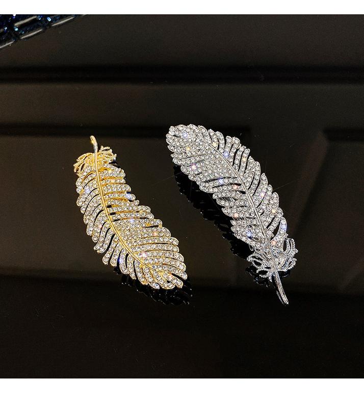 Kẹp Tóc Lông Vũ Nạm Cương Mới Phụ Kiện Tóc Đơn Giản Khí Chất Hàn Quốc Lưới Màu Đỏ Thời Trang Kẹp Cạnh Kẹp Mỏ Vịt Mũ Nữ Xuyên Biên Giới