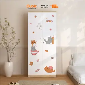 Cubic Lemari Pakaian Bergambar / Wardrobe Baju 2 Pintu Minimalis / LUNA LP 2P