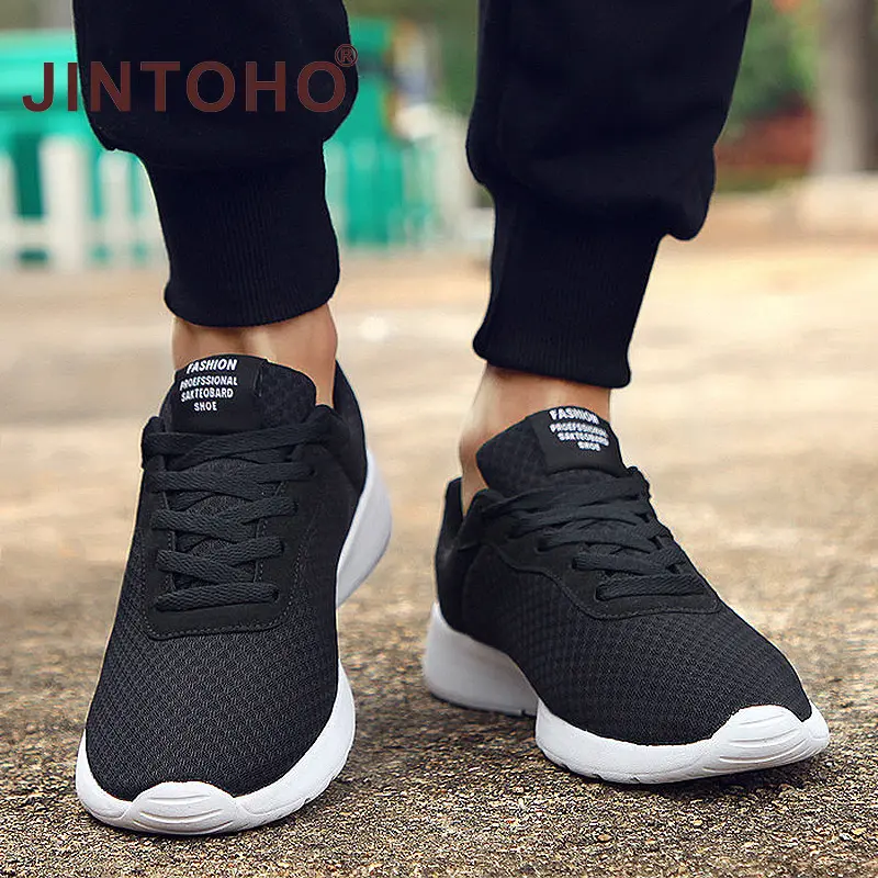 JINTOHO Big Size 48 New Men Casual Black Shoes Lightweight Comfortable Breathable Walking Sneakers Outdoor Running Shoes