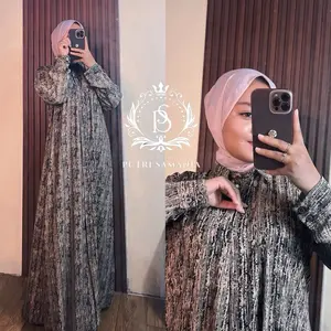 Zahra Dress Gamis Rayon Santung Busui Adem Lembut Gamis Daily Resleting Menyusui Ld 120 Lengan Panjang Berkerah Nyaman Muslim Wanita Motif Gamis Terbaru Elegan Mewah Ibu Menyusui