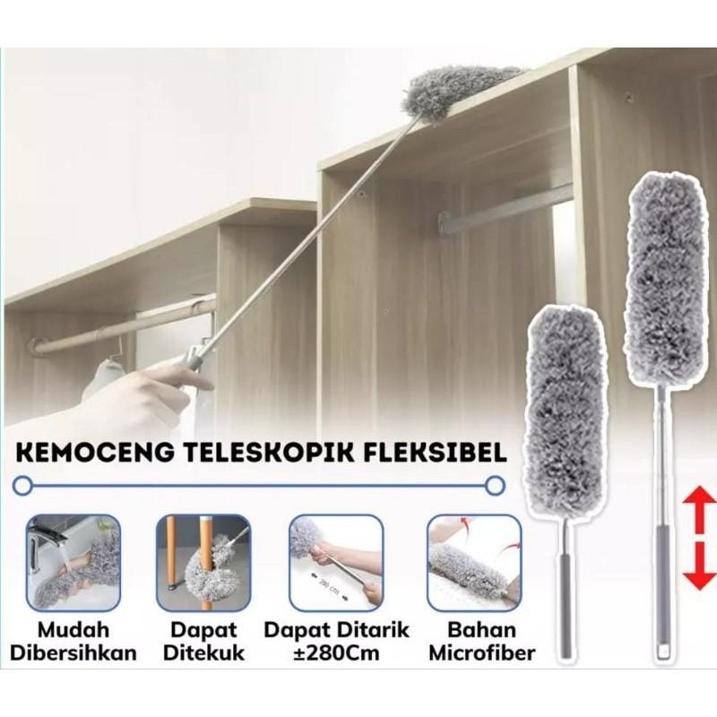 Kemoceng Microfiber 280cm Tarik Tekuk Panjang Alat Pembersih Langit-Langit Rumah/Alat Pembersih Rumah / Kemoceng Bulu Microfiber Gagang Panjang / Kemoceng Adjustable 8