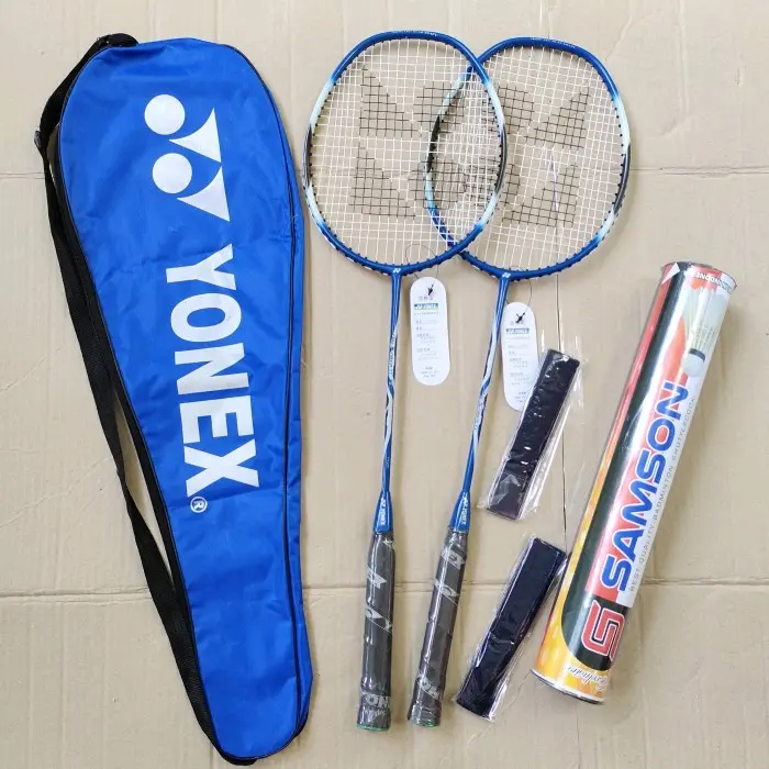 Raket badminton paket lengkap isi 2 RAKET 2 GRIP 1 TAS 1 SLOP KOK Raket bulutangkis 3