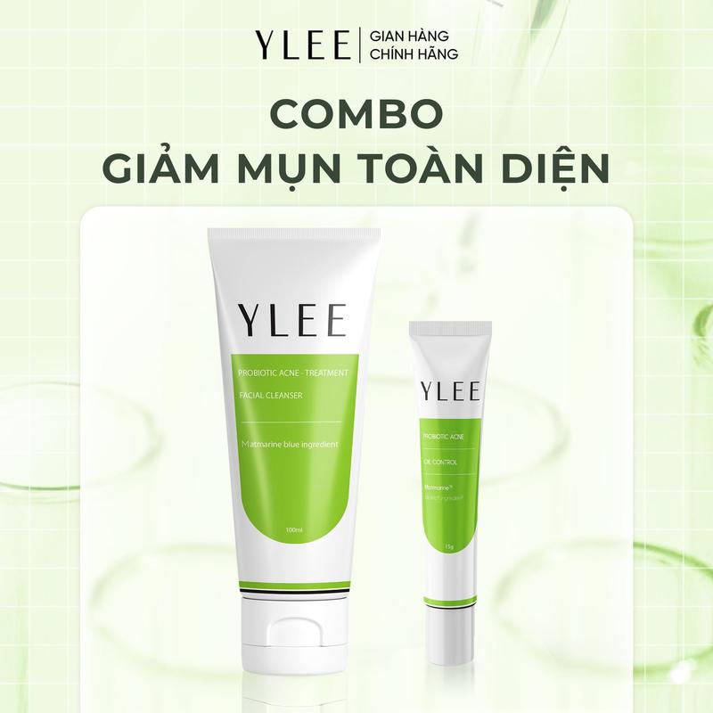  Combo Giảm mụn toàn diện YLEE cho da dầu mụn da mụn tuổi dậy thì - Sữa rửa mặt và Gel bôi mụn - Giúp trị mụn ẩn mụn đỏ sưng viêm mụn trứng cá 