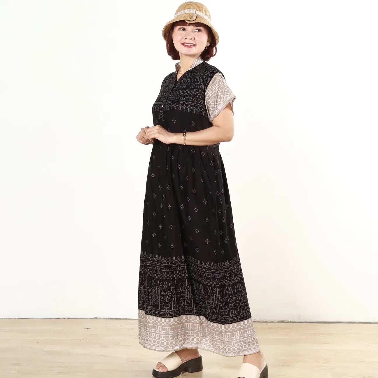Daster Kerah Shanghai /Daster Kancing Depan/Daster Murah Rayon Wanita Bumil Panjang Busui Motif Dress Kimono Samping Katun