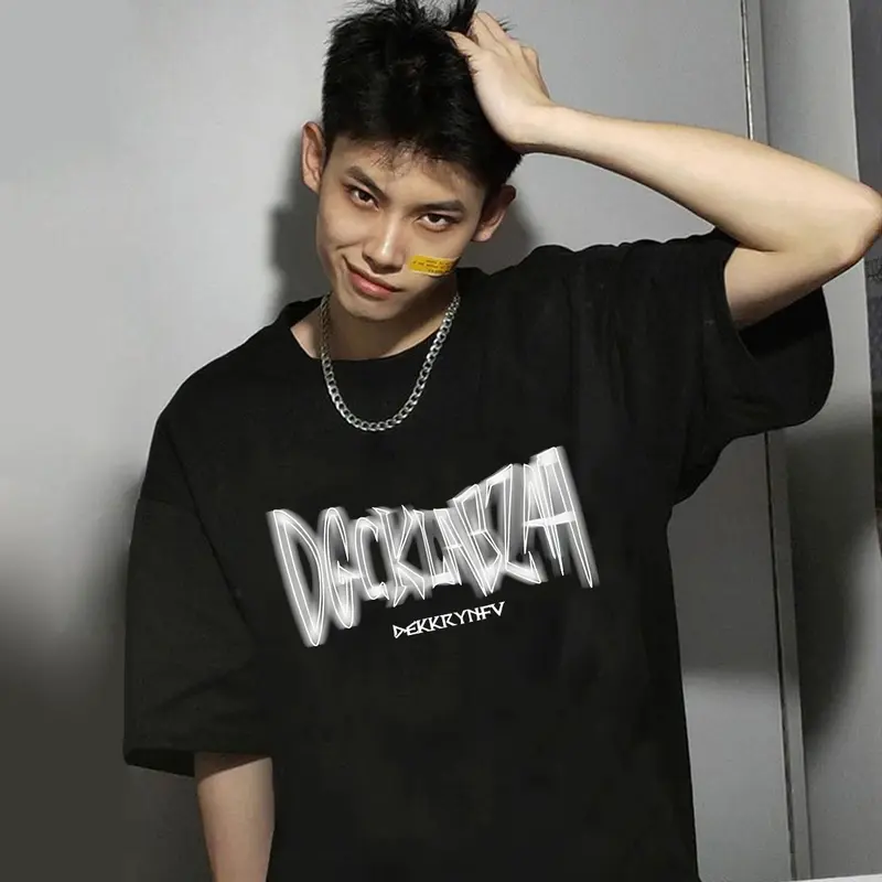 【100% Katun 20s】T-shirt Atasan Baju Kaos Oversize Pria Hitam Dewasa Distro Lengan Pendek Keren Premium Street Style Round Neck C124 Oblong Polos Cowok Santai Sablon Putih 0