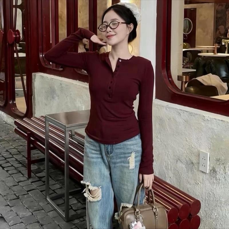 Áo Thun 7 Cúc Xéo ôm nhẹ cotton zip co dãn vải mịn tay dài size cho các nàng chuppy