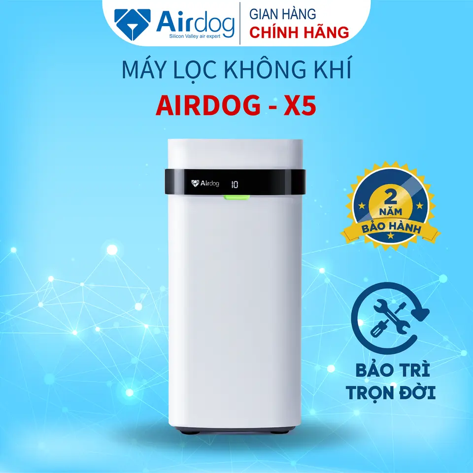 Máy lọc không khí gia đình AIRDOG X5 - Phạm vi lọc hiệu quả 40m2 - Bảo hành chính hãng 24 tháng