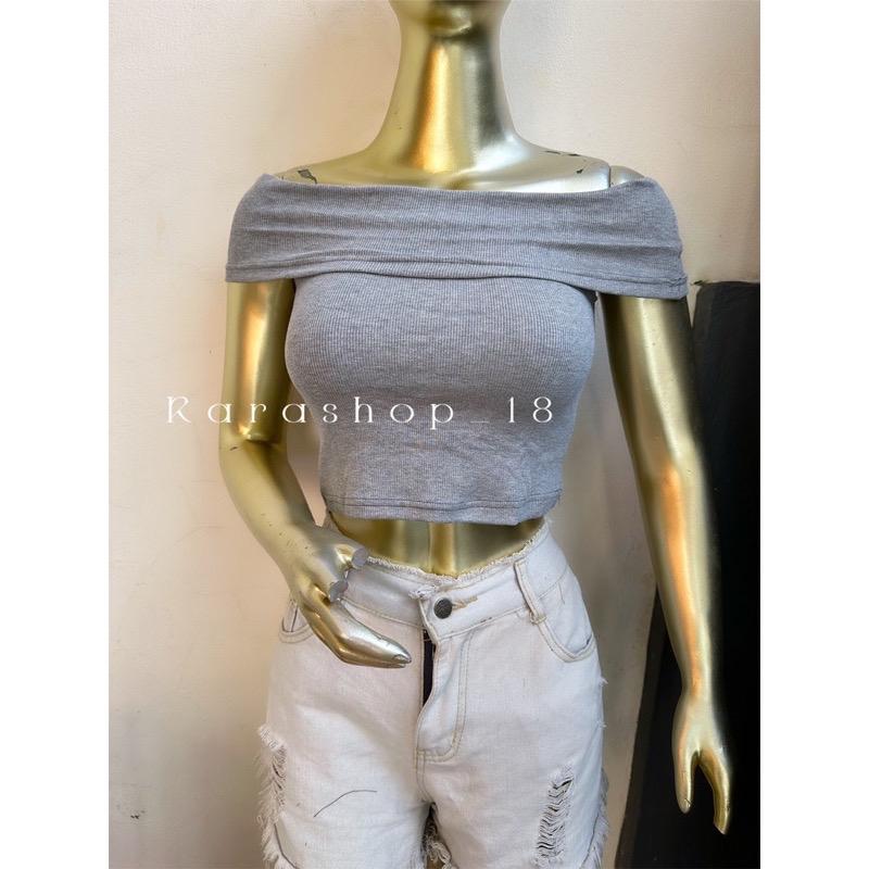 Crop top sabrina moika rib polos  Atasan Wanita 2