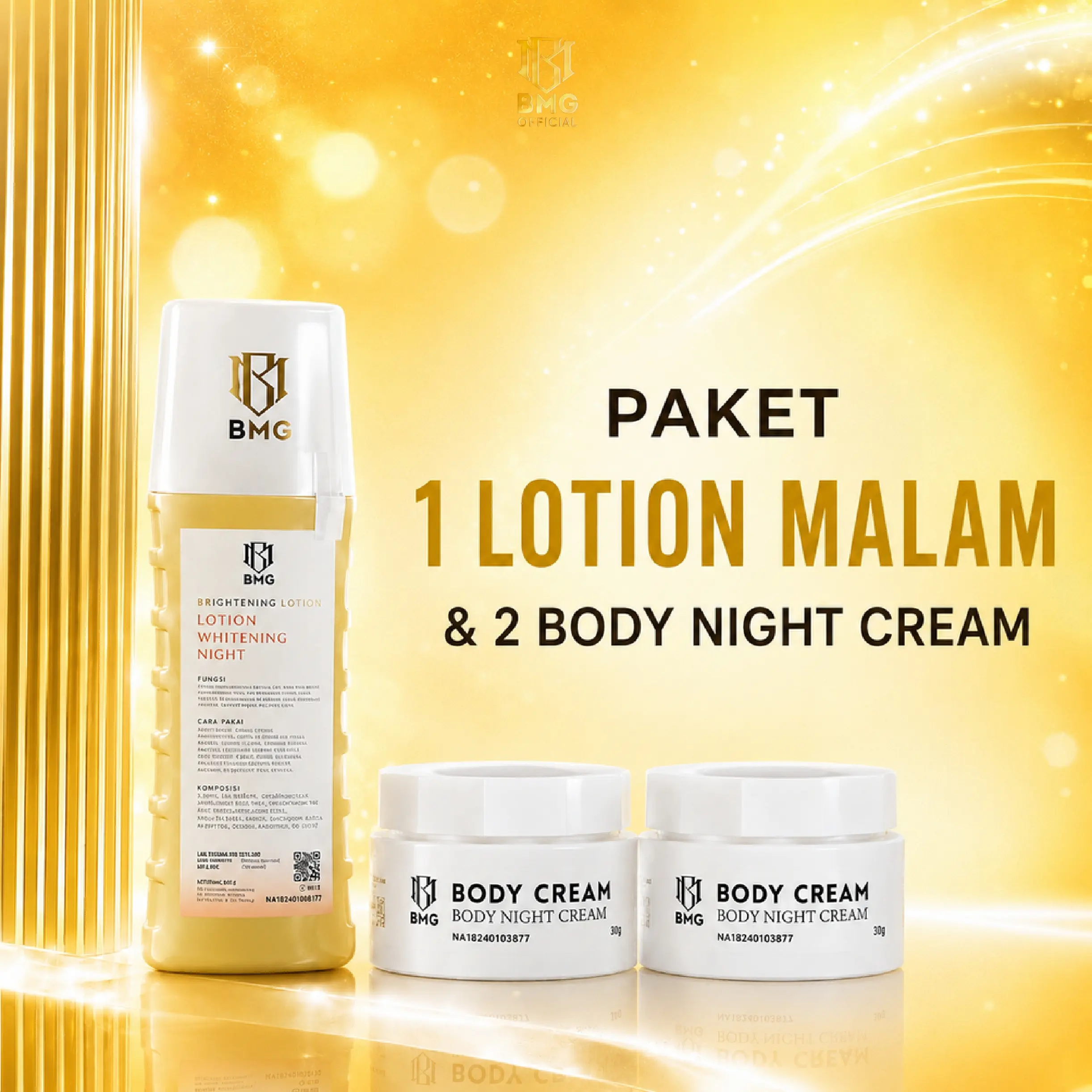 [ BMG PABRIK ]  1 Lotion Kuning, 2 Bodycream - Membantu Mencerahkan kulit Kusam dan Kering