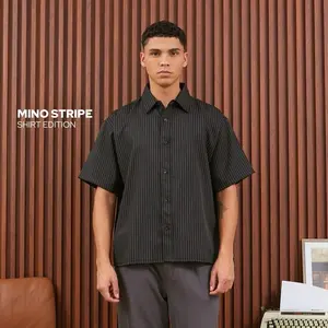 HAIBRO - Kemeja Mino Stripe Boxy Oversized Lengan Pendek