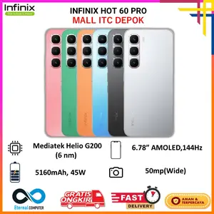 Infinix Hot 60 Pro [RAM 8+8GB - Internal 256GB] Layar 6.78" AMOLED 144Hz, Helio G200, PRODUK ORIGINAL GARANSI RESMI