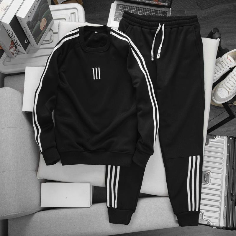 AMYCHY Bộ NỈ LÓT LÔNG Nam Nữ Chất Vải Cực Dày Dặn Áo Cổ Tròn Dài Tay Kết Hợp Quần Jogger Ấm Áp Thời Trang Và Trẻ Trung