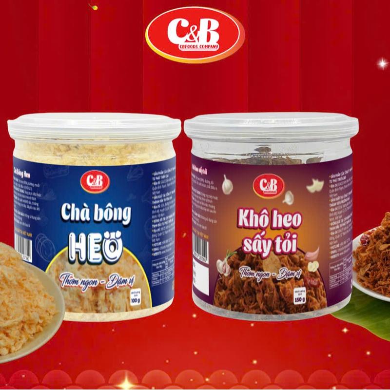 COMBO CHÀ BÔNG HEO VÀ KHÔ HEO SẤY TỎI C&B HŨ 100G