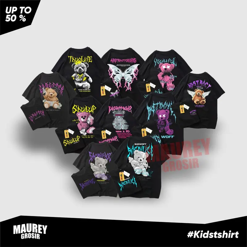 Fashion Anak-Anak Kaos Teddy Bear Usia 5-14th Terlaris Terkeren 1