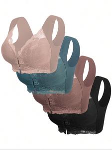 4 Paquetes de Brassier sin varillas para Mujer, Ropa interior suave, cómoda y transpirable, Soporte medio, Estilo casual, Top de lencería para todas las estaciones