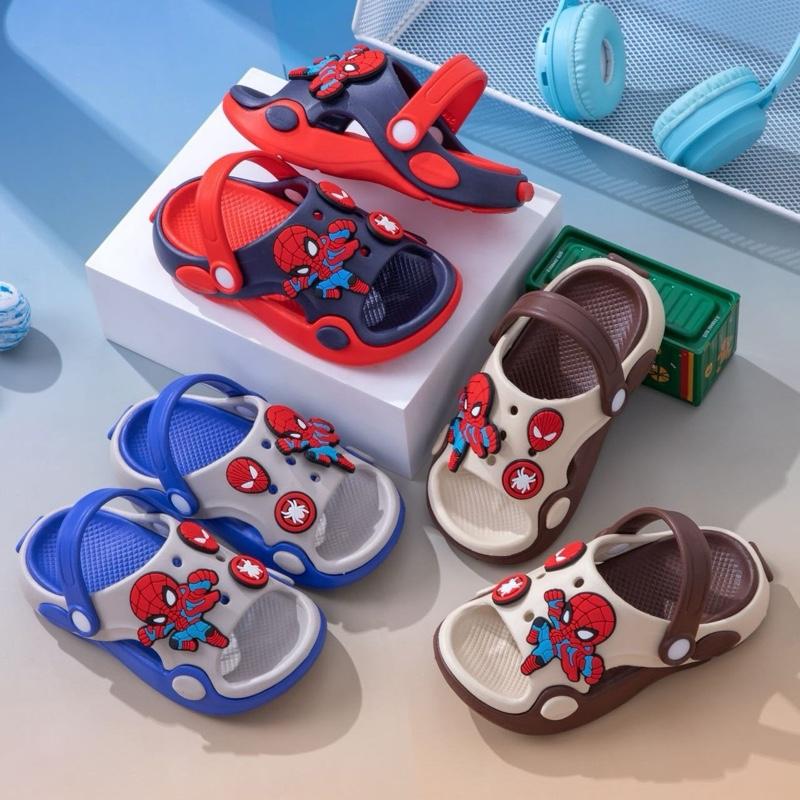 Dép bánh mì- Giày cho bé trai giày đi học cấp 1-2 hình siêu nhân nhện nhẹ mềm có quai sau đi học thiết kế phong cách mạnh mẽ