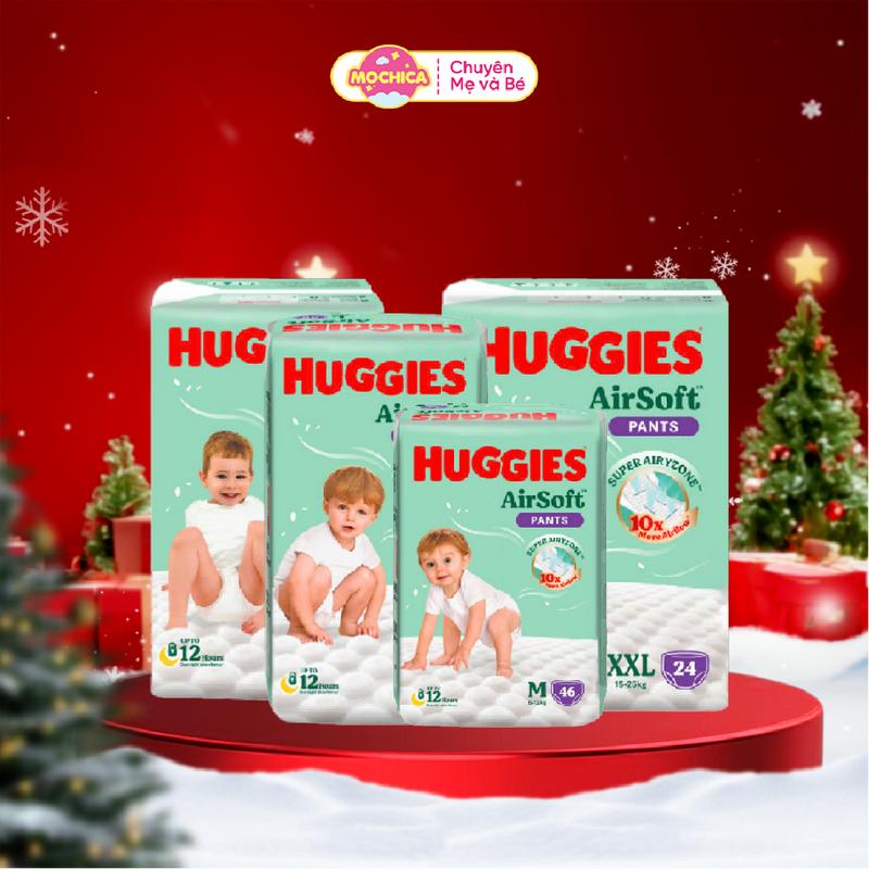 Bỉm Tã Quần HUGGIES AIRSOFT Nhẹ Êm Thoáng Khí Cho Bé Size M L XL XXL _ Mochica