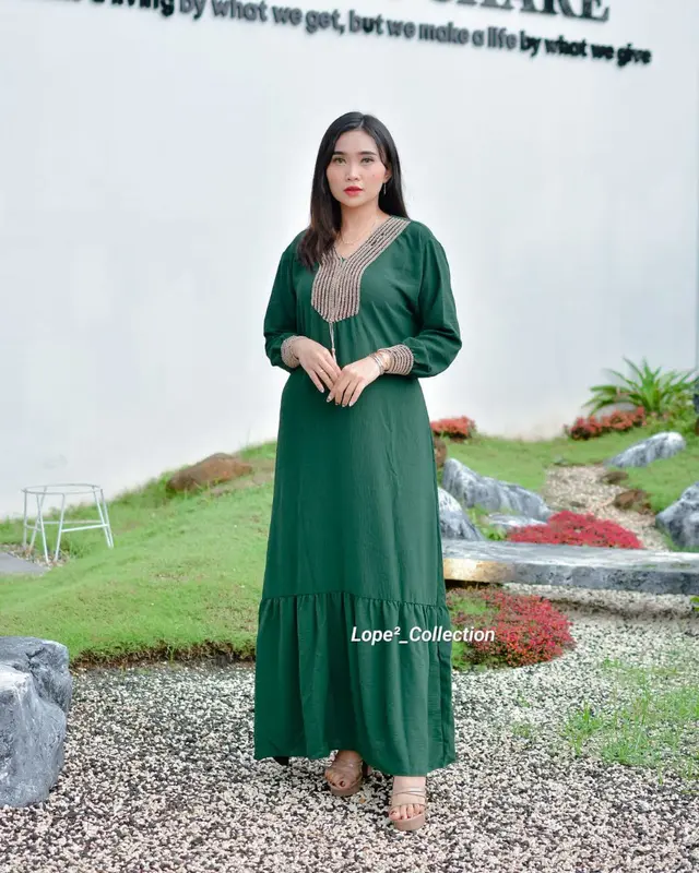 gamis abaya kaftan bahan crinkle airflow Wanita Muslim  Nyaman Mewah 4