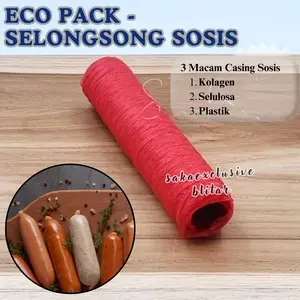 9.9 SALE ECO PACK - Casing Kulit Selongsong Sosis Plastik Selulosa Kolagen Collagen Edible Halal Food