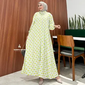 ALUNA PREMIUM GAMIS Lengan Balon Rayon Tebal Dress Daily Muslimah Syari Simpel Elegan Modern Mewah Motif Batik