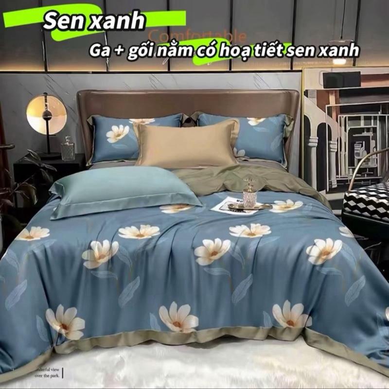 SET 5 MÓN ( CÓ THÊM VỎ ÔM) BỘ CHĂN GA GỐI LỤA THÁI CAO CẤP (GA CÓ HOẠ TIẾT CÙNG HOA TIẾT VỚI CHĂN)