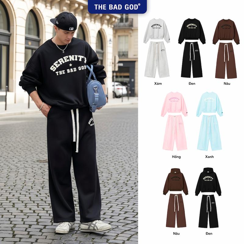 The Bad God Set Áo Quần Sweater Star Serenity Chất Liệu Nỉ Nhung Mềm Mịn Dày Dặn Ấm Áp Size M L XL Dễ Phối Đồ In Bet Nổi Hiện Đại