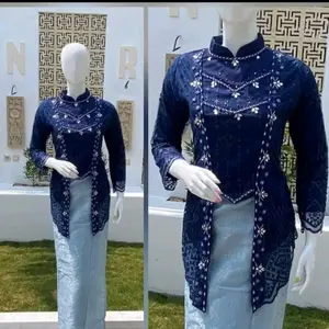 Wedding Dresses(Free hijab) new kebaya kutu baru/kebaya pesta/kebaya lamaran/kebaya wisuda/Gaun pengantin Payet Mutiara