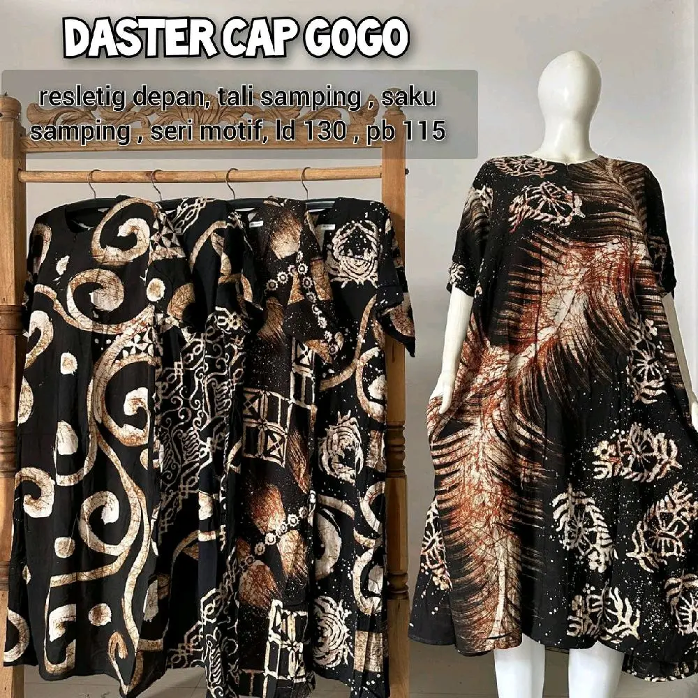 Daster Cap Gogo (Super Jumbo) - Resleting Depan, Tali Samping, Busui friendly