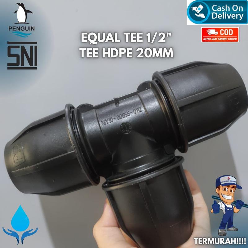 Equal TEE atau Sambungan Pipa Hdpe UK 1/2 Inch Tee HDPE 20MM 1