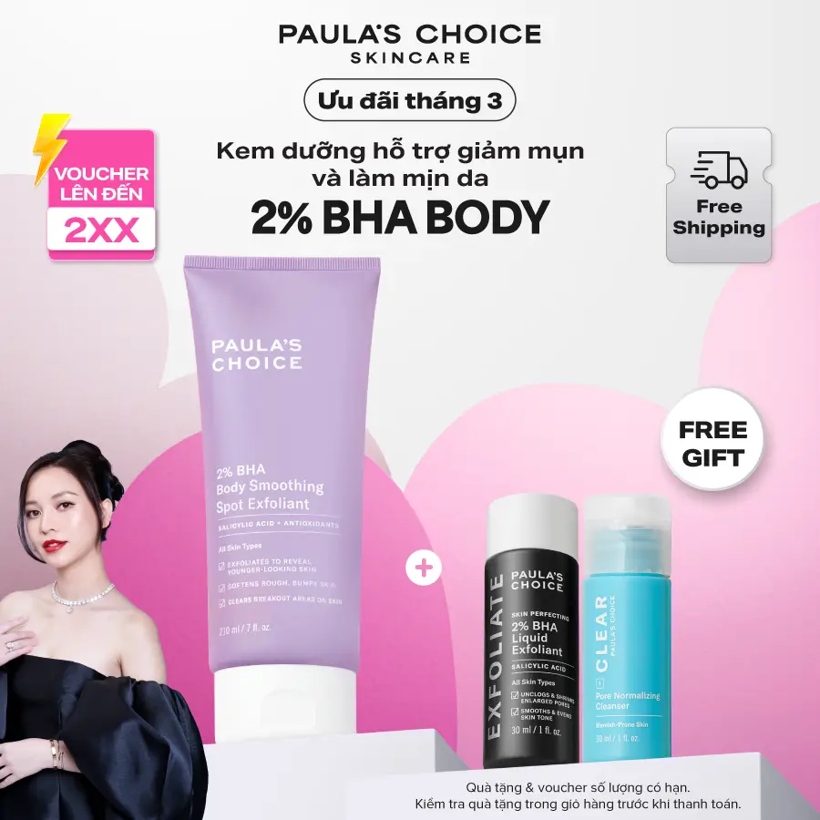 [Paula's Choice x Hannah Olala] Kem dưỡng thể hỗ trợ giảm mụn và làm mịn da Paula's Choice 2% BHA Body Smoothing Spot Exfoliant 210ml mã A5701