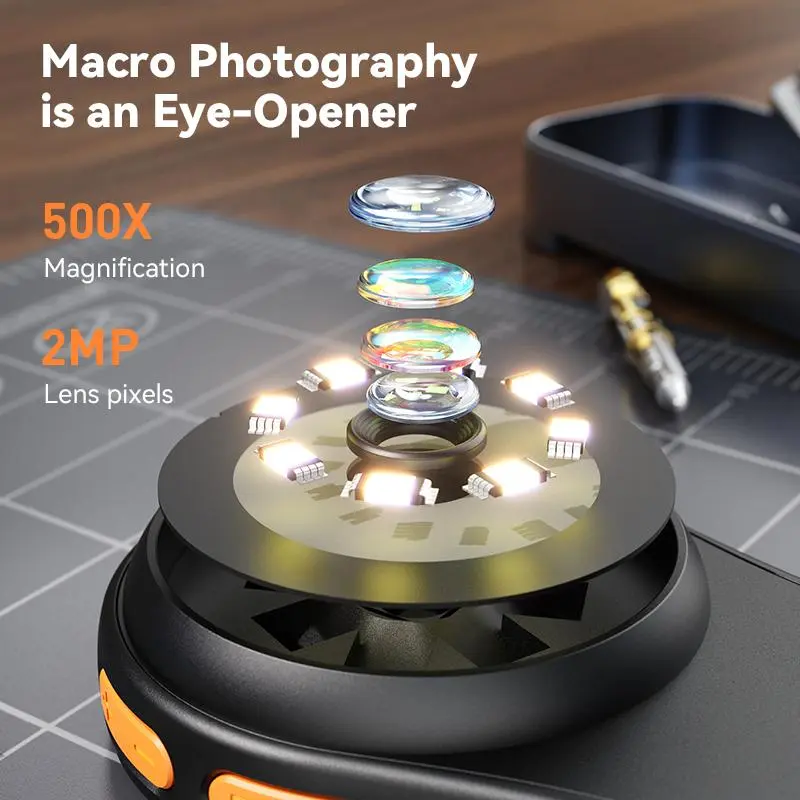 Portable Handheld Digital Microscope, 500X Magnification & 2MP Microscope Camera, Rechargeable Mini Optical Instrument for Home & Office 6
