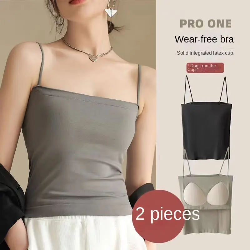 Áo Yếm, Một Mảnh, Đệm Ngực, Dây Đeo Vai Mỏng, Lưng Đẹp, Bó Sát, Có Thể Mặc Ngoài Trời, Áo Ống Bên Trong, Dành Cho Nữ Women Top
