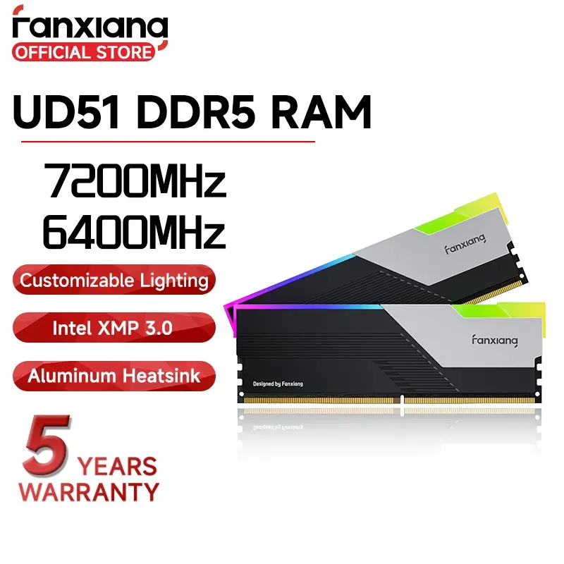 Fanxiang UD51, 2 chiếc, 32GB DDR5 RAM, 6400MHz, Bộ nhớ PC, dành cho máy tính để bàn, Tương thích với AMD và Intel, XMP 3.0