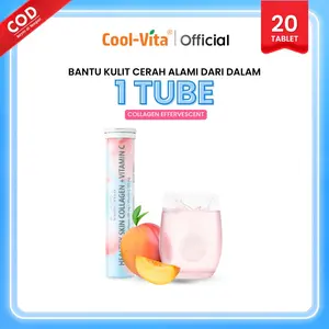 Coolvita Collagen Effervescent 1 Tube Besar isi 20 - Tablet Larut Minuman Kolagen + Vitamin C untuk membantu Mencerahkan Kulit, Mencegah Penuaan Dini, Menjaga Kesehatan - Original & BPOM