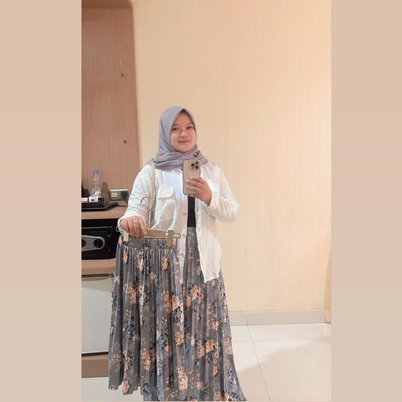 Rok panjang plisket premium couple rok anak sampai dewasa rok motif bunga mawar 5