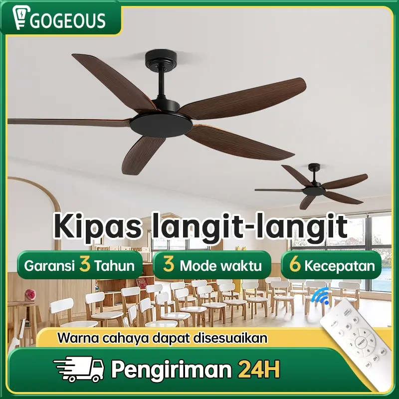 【COD】Kipas Angin Gantung Plafon 46inci Nordik Dengan Remote Control Ruang Makan Ruang Tamu Kamar Tidur Kipas Langit langit Baling Hias