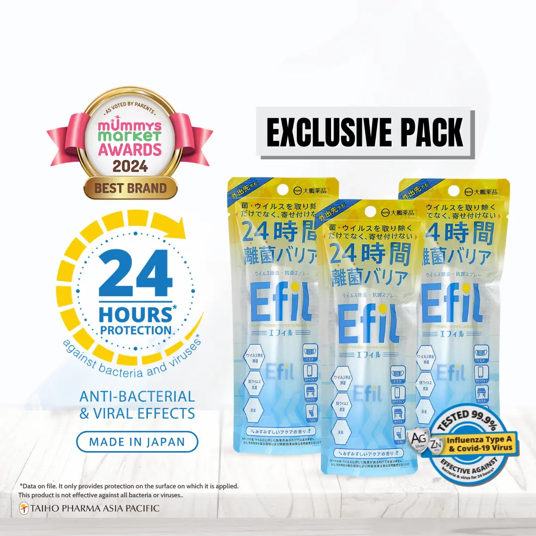 EFIL disinfectant | Made in Japan | Kills Germs 24 Hrs | Original Technology | with Powerful Antimicrobial Silver & Zinc Ions | 50ml x 3