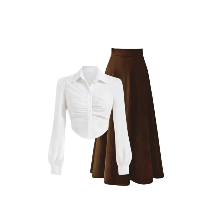 One Set Outfit Vintage (Kemeja Polos, Vest, Rok) Setelan OOTD Yearbook Murah Terbaru - GGO24 4