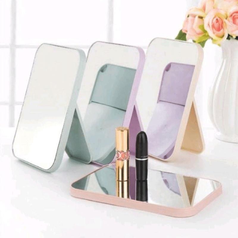 CERMIN LIPAT PERSEGI PORTABLE / STANDING BEAUTY MIRROR KACA DUDUK UNTUK RIAS MAKEUP WAJAH 0