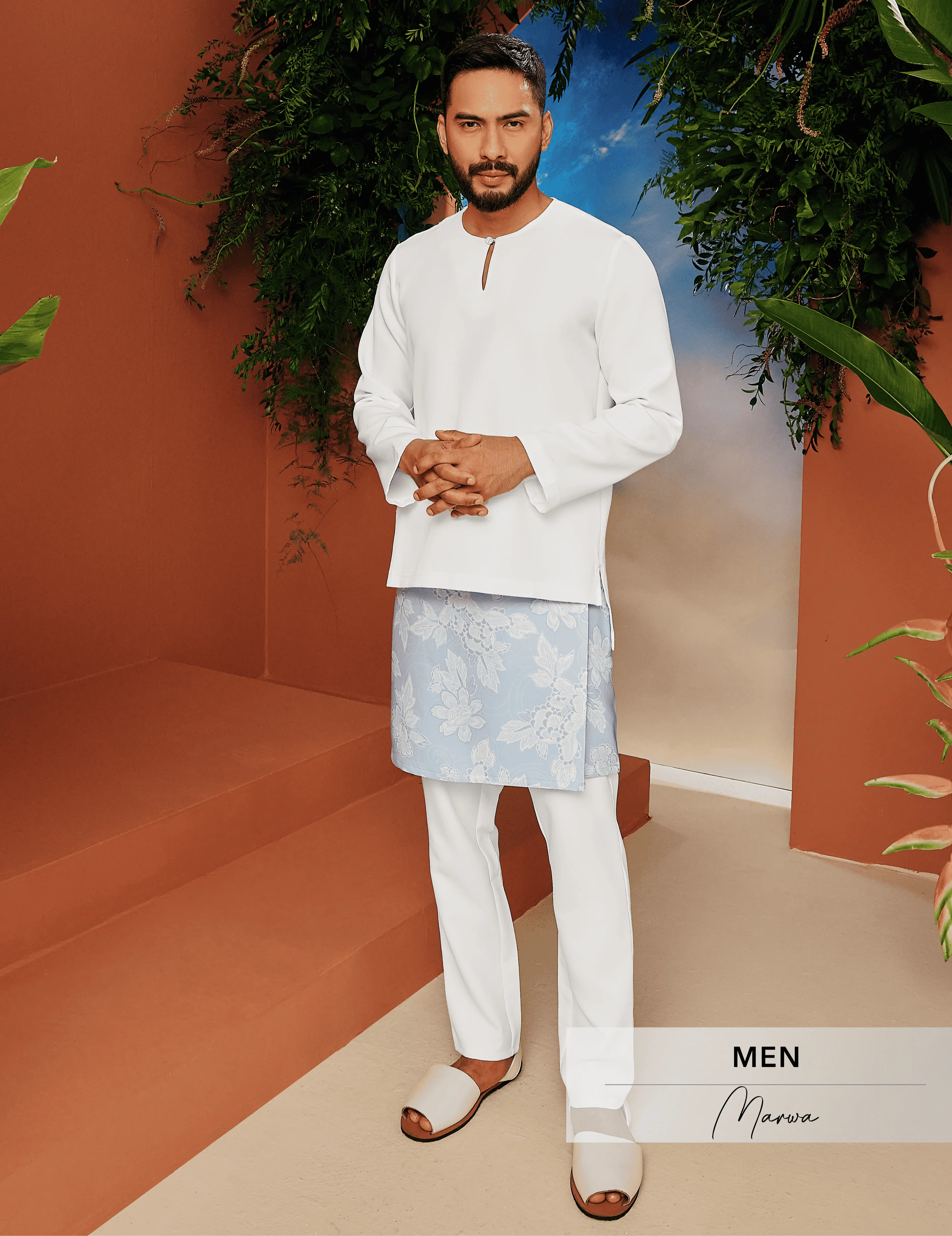 Marwa Men's Matching Pants and Print Instant Sampin Set - Polyblend and Cotton Material