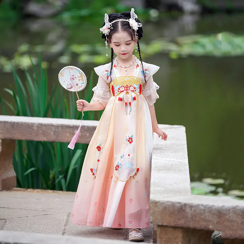 TQ-D0022 [PippiKids]Cô Gái Hanfu Cổ Tích Phong Cách Mỏng, Phong Cách Cổ Trang, Dài Ngực, Thích Hợp Cho Bé Gái, Trẻ Em Trung Niên, Phong Cách Trung Quốc, Có Sẵn Cho Mùa Xuân, Mùa Hè Và Mùa Thu 7