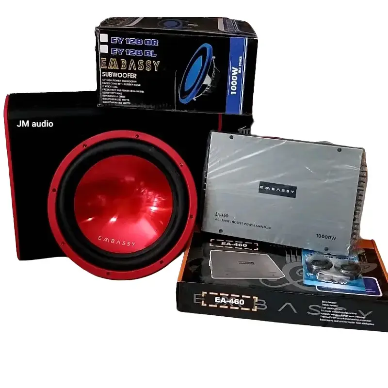 paket audio mobil, power embassy EA-460 subwofer embassy 12 inch EY-128 1000Watt Car