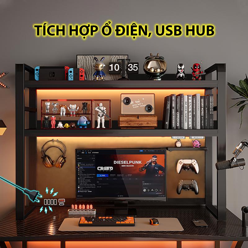 Kệ decor bàn học gỗ gaming TOPV kệ để bàn làm việc thông minh giá để đồ decor đựng đồ trang trí setup