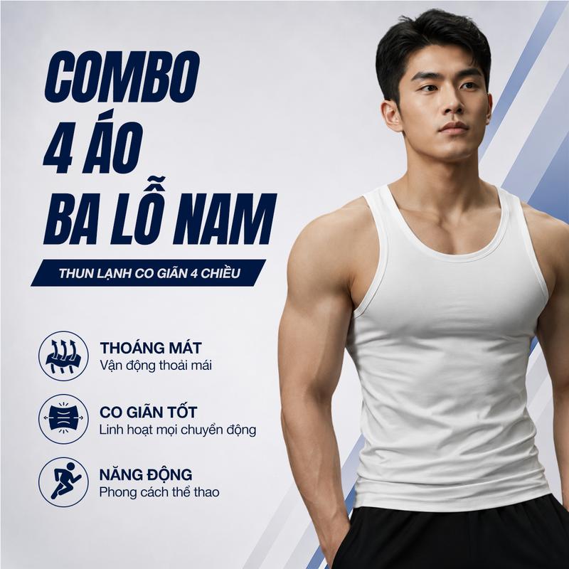 Combo Áo Ba Lỗ Nam Cổ Cúc Thun Tăm Co Giãn 4 Chiều Mềm Mại Thoáng Mát TR…