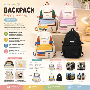 Tas Ransel Stylish Unisex Backpack Sekolah Kuliah Laptop Kerja Anti Air Banyak Slot Daily Bag 558#